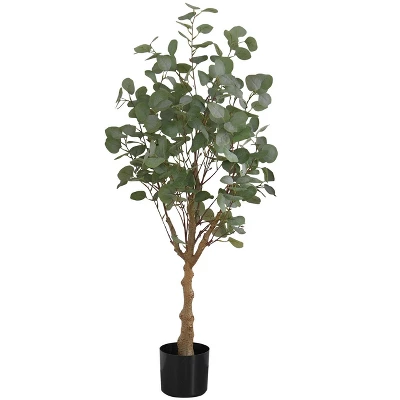 Artificial Plant, 46" Tall, Eucalyptus Tree, Indoor, Faux, Fake, Floor, Greenery, Potted, Decorative, Green Leaves, Black Pot 2 Artificial Plant, 46" Tall, Eucalyptus Tree, Indoor, Faux, Fake, Floor, Greenery, Potted, Decorative, Green Leaves, Black Pot - Image 2