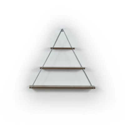 Moset Floating Wall Decor Wall Mounted Rustic Decorative Hanging Metal Bracket Triangle Shelf For Books, Walnut/Chrome 1 Moset Floating Wall Decor Wall Mounted Rustic Decorative Hanging Metal Bracket Triangle Shelf For Books, Walnut/Chrome