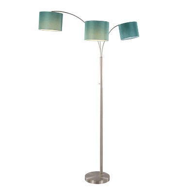 Willow Trio 84" Contemporary Metal Floor Lamp In Brushed Nickel And Turquoise Linen From Grandview Gallery By LumiSource 2 Willow Trio 84" Contemporary Metal Floor Lamp In Brushed Nickel And Turquoise Linen From Grandview Gallery By LumiSource - Image 2