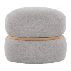Cinch Contemporary Pouf Ottoman In Grey Fabric And Natural Wood By LumiSource -Bold Design Store GUEST d1f8e3c5 93cf 49e5 a8e0 2433dac9d71f