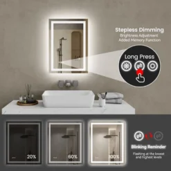 20in*28in LED Bathroom Mirror,Front-Lit And Back-Lit, Stepless Dimmable, 3 Colors CRI90+, Brightness Memory, Shatter-Proof,Anti-fog LED Vanity Mirror -Bold Design Store GUEST d2a104e4 4156 4296 99ac 5ef5a22ee426