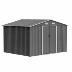 10X8 FT Outdoor Storage Shed, Metal Foundation & Lockable Doors, Tool Shed For Garden, Patio, Backyard, Lawn, Grey -Bold Design Store GUEST d2d5ee27 e569 4844 a21d bc54fdfb2c2e