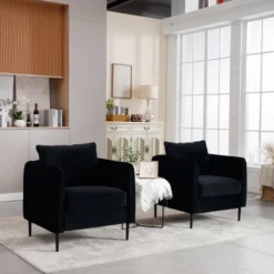 Accent Chair For Living Room, Polyester Comfy Single Sofa Chair Mid-Century Modern Armchair With 1 Pillow And Metal Legs For Bedroom Office Reading -Bold Design Store GUEST d2fd5ccc 9437 4969 8018 e10dd9ed0a13