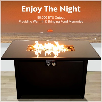 25" H X 42" W Steel Outdoor Fire Pit Table With Lid 2 25" H X 42" W Steel Outdoor Fire Pit Table With Lid - Image 2
