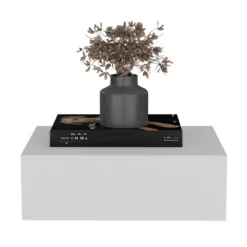 Floating Nightstand 5"H, Modern Wall-Mounted Bedside Shelf With Drawer, White