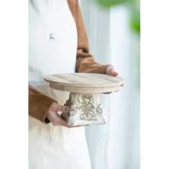 D9.5in X 5.5in Cake Stand, Wood Cake Plate With Magnesium Base -Bold Design Store GUEST d32a8066 0562 413e b5eb e66c25c14543