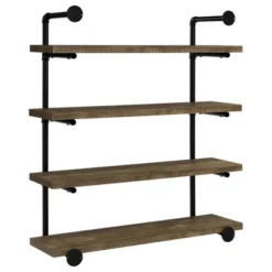 Black And Rustic Oak 40-inch Wall Shelf -Bold Design Store GUEST d505a03f 3056 4e0a 8b83 bf0712de9cf8