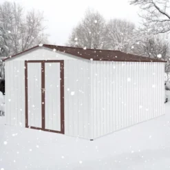 Metal Garden Sheds 12ftx10ft Outdoor Storage Sheds White+coffee -Bold Design Store GUEST d6295f27 49e6 4c0c 9d48 3236a453e4d7