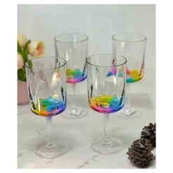 Rainbow Diamond Acrylic Glasses Drinking Set Of 4 DOF (9oz), Plastic Drinking Glasses, BPA Free Cocktail Glasses, Drinkware Set -Bold Design Store GUEST d6acee59 7494 4cbf a4bb 6ced0159cf9b