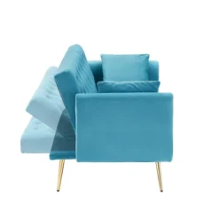 71 Inch Convertible Love Seat Sofa, American Retro, Light Blue Polyester, Suitable For Small Living Room, Bedroom, Office -Bold Design Store GUEST d8651b45 5c63 4820 bcb7 ecc64efa9457