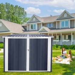 Bicycle Outdoor Steel Storage Shed ,Stores 4 Bikes,Grey -Bold Design Store GUEST d8d22638 9de7 4cae bf35 5fcad20dd59a