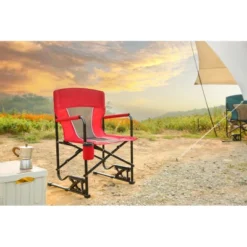 Outdoor Freestyle Rocker Camping Chair Portable Folding Rocking Chair With Solid, Durable Armrests, Drink Holder & Comfortable Backrest -Red -Bold Design Store GUEST d940bed3 a2d4 476f 8071 e39dff1919fd