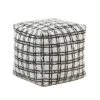 Modern Square Pouf Pattered Black White Fabric Upholstered Ottoman, Non-Slip Floor Pouf, Bean Bag Chair, 1pc Sitting Pouf