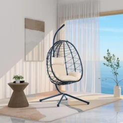 Egg Chair With Stand Indoor Outdoor Swing Chair Patio Wicker Hanging Egg Chair Hanging Basket Chair Hammock Chair With Stand For Bedroom Room Balcony -Bold Design Store GUEST d9e34764 dc1d 4c3b 846d 06a89be9b40e