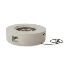 Outdoor 50,000 BTU Round MgO Concrete Propane Fire Pit, Light Grey (Tank Cover Not Included) -Bold Design Store GUEST dbeba71e 8404 4bc6 8ca1 8b0076d07dbe