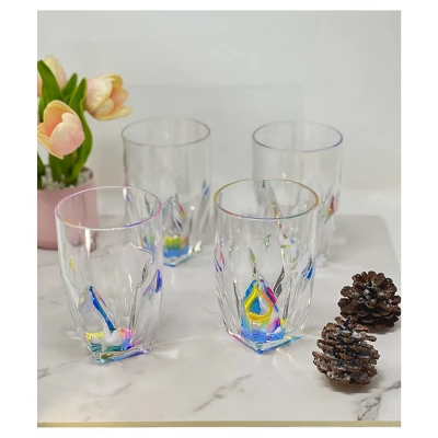 Rainbow Diamond Acrylic Glasses Drinking Set Of 4 Hi Ball (17oz), Plastic Drinking Glasses, BPA Free, Drinkware Set, Drinking Water Glasses 1 Rainbow Diamond Acrylic Glasses Drinking Set Of 4 Hi Ball (17oz), Plastic Drinking Glasses, BPA Free, Drinkware Set, Drinking Water Glasses