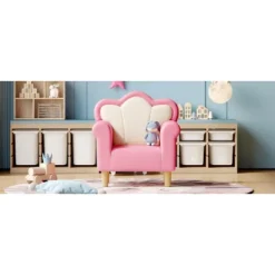 Polyester Kids Sofa, Princess Armchair For Children, Petal Shape Toddler Sofa Chair For Playroom, Children's Bedroom, Pink+White -Bold Design Store GUEST dcb219be b603 413a a44d af6d2da48e91