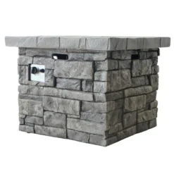 30" Outdoor Square MgO Propane Fire Pit - 40,000 BTU, Grey -Bold Design Store GUEST dd6abaaa d905 40a0 82f3 761281f8d1f0