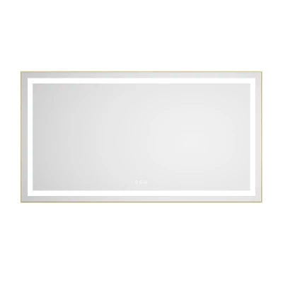 55 X 30 Inch LED Bathroom Mirror With Front And Backlight, Wall Mounted Vanity Mirror With Aluminum Frame,Anti-Fog,Memory, 3 Colors, Stepless Dimmable 2 55 X 30 Inch LED Bathroom Mirror With Front And Backlight, Wall Mounted Vanity Mirror With Aluminum Frame,Anti-Fog,Memory, 3 Colors, Stepless Dimmable - Image 2