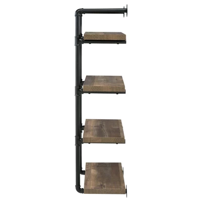 Black And Rustic Oak 4-tier Wall Shelf 5 Black And Rustic Oak 4-tier Wall Shelf - Image 5