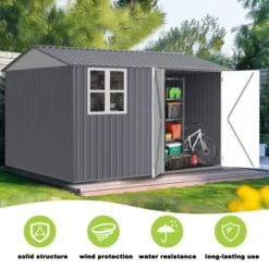 8X10FT Outdoor Storage Shed With Thickened Galvanized Steel,with Sloped Roof & Double Lockable Door,with 6 Vents, For Backyard Garden Bike,Lawnmower -Bold Design Store GUEST e269bcfb 15d4 4fa4 baac b2a4239088fd