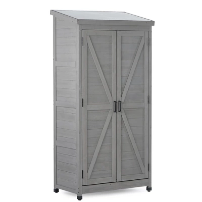 Outdoor Storage Cabinet And Metal Top,Garden Storage Shed,Outdoor 68 Inches Wood Tall Shed For Yard And Patio 1 Outdoor Storage Cabinet And Metal Top,Garden Storage Shed,Outdoor 68 Inches Wood Tall Shed For Yard And Patio