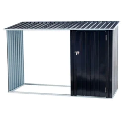 Firewood Storage Shed, Outdoor Firewood Rack, Outdoor Storage Shed With Log Holder, Firewood Shelter For Patio, Anthracite Galvanized Steel -Bold Design Store GUEST e328884b 3b2c 4470 b076 fb50b46f2554