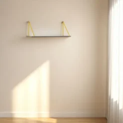 Palmer Floating Wall Decor Wall Mounted Rustic Decorative Hanging Metal Bracket Single Shelf For Books, Walnut/Chrome -Bold Design Store GUEST e36bed9c 5091 4fc8 92ac 7ccda0bf70dd