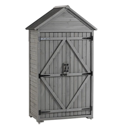 Outdoor Storage Cabinet, Garden Wood Tool Shed, Outside Wooden Shed Closet With Shelves And Latch For Yard 39.56"x 22.04"x 68.89" 9 Outdoor Storage Cabinet, Garden Wood Tool Shed, Outside Wooden Shed Closet With Shelves And Latch For Yard 39.56"x 22.04"x 68.89" - Image 9
