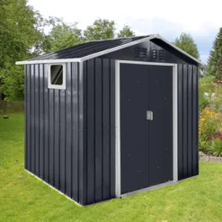 Metal Garden Sheds 7ftx4.3ft Outdoor Storage Sheds Coal Grey With Window -Bold Design Store GUEST e4000363 3d22 4683 a896 d14df3b86875
