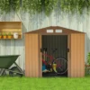 Outsunny 7' X 4' Outdoor Storage Shed, Garden Tool House With Foundation, 4 Vents And 2 Easy Sliding Doors For Backyard, Patio, Garage, Lawn, Yellow