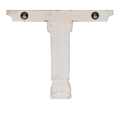 13.8x9.1x11.4" Distressed Brown And White Wooden Wall Shelf With Corbel Design 3 13.8x9.1x11.4" Distressed Brown And White Wooden Wall Shelf With Corbel Design - Image 3