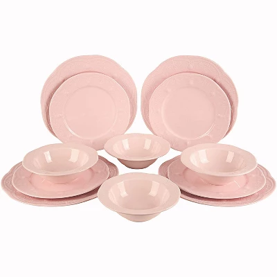 Fulya 12 Pieces Dinnerware Set Light Pink 1 Fulya 12 Pieces Dinnerware Set Light Pink