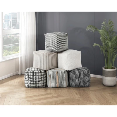 Modern Pouf Multi-Color Fabric Upholstered Ottoman, Non-Slip Floor Pouf, Bean Bag Chair, 1pc Sitting Pouf 4 Modern Pouf Multi-Color Fabric Upholstered Ottoman, Non-Slip Floor Pouf, Bean Bag Chair, 1pc Sitting Pouf - Image 4