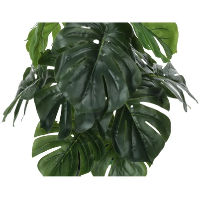 Artificial Plant, 24" Tall, Monstera, Indoor, Faux, Fake, Table, Greenery, Potted, Real Touch, Decorative, Green Leaves, Black Pot 4 Artificial Plant, 24" Tall, Monstera, Indoor, Faux, Fake, Table, Greenery, Potted, Real Touch, Decorative, Green Leaves, Black Pot - Image 4