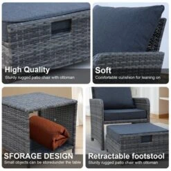 5 Pieces Wicker Patio Furniture Set Outdoor Patio Chairs With Ottomans Conversation Furniture With Coffetable For Poolside Garden Balcony -Bold Design Store GUEST ea583a76 4730 4f32 98db 1f57ed9067a9