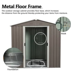 6ft X 5ft Outdoor Metal Storage Shed Gray -Bold Design Store GUEST eba412e6 7b6f 48f4 9754 57a32490f563