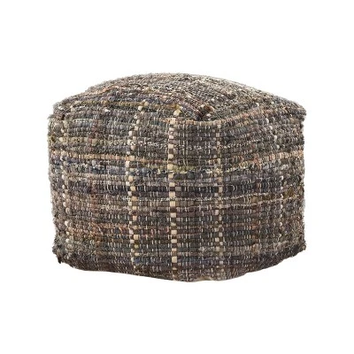 Koki Handcrafted Fabric Pouf, Khaki 2 Koki Handcrafted Fabric Pouf, Khaki - Image 2
