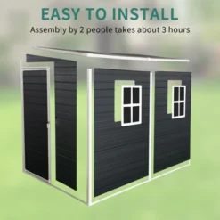 8x4ft Outdoor Resin Garden Shed With Floor And 2 Windows,Patio Outdoor Storage Shed With Lockable Door For Garden Tools, Bicycles, Trash Cans, Black -Bold Design Store GUEST eeeb9a11 12f7 49cd bdbd 503143ce57d6