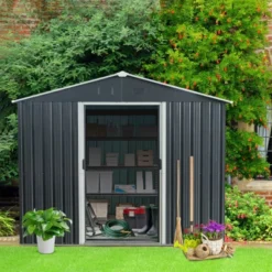 8ft X 10ft Outdoor Metal Storage Shed With Meatl Foundation,Black -Bold Design Store GUEST ef3c5978 b6a2 4fb5 bf64 af6ebc8cccf0