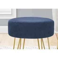 Ottoman, Pouf, Footrest, Foot Stool, 14in Round, Blue Fabric, Gold Metal Legs, Contemporary, Modern 12 Ottoman, Pouf, Footrest, Foot Stool, 14in Round, Blue Fabric, Gold Metal Legs, Contemporary, Modern -Bold Design Store GUEST f1a95732 cb81 4d1b ba1c 661335795245