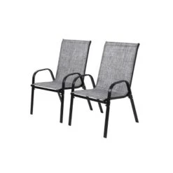 2 Piece Patio Chairs,Outdoor Camping Chairs With Breathable Textilene Fabric,Set Of 2 Chairs With Armrest High Backrest For Garden,Space Saving( Grey) -Bold Design Store GUEST f25f56c4 9ae9 4594 84cf bf6e1e6e8612