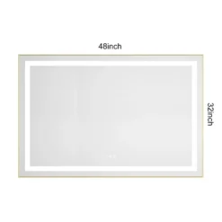 48 X 32 Inch LED Bathroom Mirror With Front And Backlight,Wall Mounted Vanity Mirror With Aluminum Frame,Anti-Fog, Memory, 3 Colors, Stepless Dimmable -Bold Design Store GUEST f3504943 ee95 4d05 93d8 13bd34232141