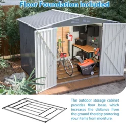 8 X 6 FT Outdoor Waterproof Garden Tool Storage Sheds With Metal Foundation With Floor Frame,with Lockable Doors & Air Vents, For Backyard, Lawn, Gray -Bold Design Store GUEST f40339ab 5081 4842 b247 fd7e927140da