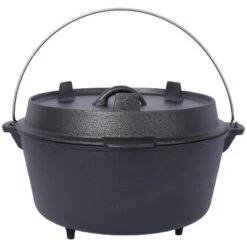 Pre-Seasoned Cast Iron Dutch Oven With Skillet Lid, Outdoor Camping Deep Pot For Camping Fireplace Cooking BBQ Baking Campfire, Leg Base, 8 Quart -Bold Design Store GUEST f4049b33 2aa0 42b9 b0c7 bfc4c818fcd4