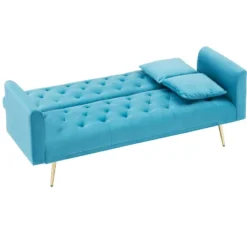71 Inch Convertible Love Seat Sofa, American Retro, Light Blue Polyester, Suitable For Small Living Room, Bedroom, Office -Bold Design Store GUEST f42efcc7 fa24 4f0e bd87 78fe7c21d363
