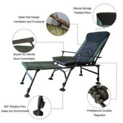 Camping Lounge Chair With Detachable Footrest, Portable Folding Camping Chair With Adjustable Backrest For Outdoor Camping Fishing, Green+black -Bold Design Store GUEST f47bc269 ca63 44e9 934d a327bd71912e