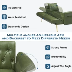 67.71 Inch Polyester Sofa Bed With Adjustment Armres -Bold Design Store GUEST f49eb43b 67f6 4881 b2c7 0b0977b69b50