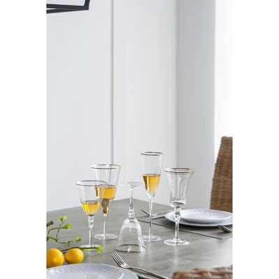 D3x9.8in Felicity Flute With Gold Rim, Set Of 4 6 D3x9.8in Felicity Flute With Gold Rim, Set Of 4 - Image 6