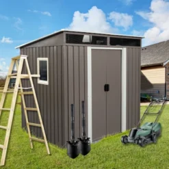 6ft X 5ft Outdoor Metal Storage Shed With Window Transparent Plate W540S00011 -Bold Design Store GUEST f81bb56a cbe1 4481 a8f9 7f3c7b77bd89